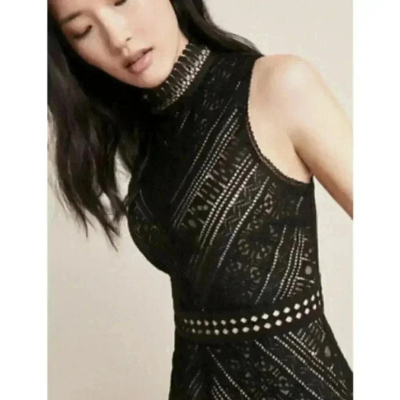 Anthropologie Bella Black Lace mini Dress - Picture 3 of 9